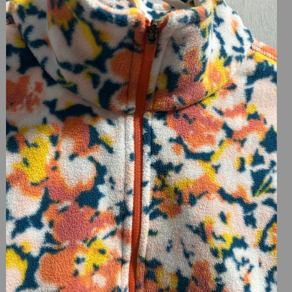 Land's End Multi Color Floral 1/4 Zip Fleece Pull-over Women's Size M (8-10) - Picture 3 of 10
